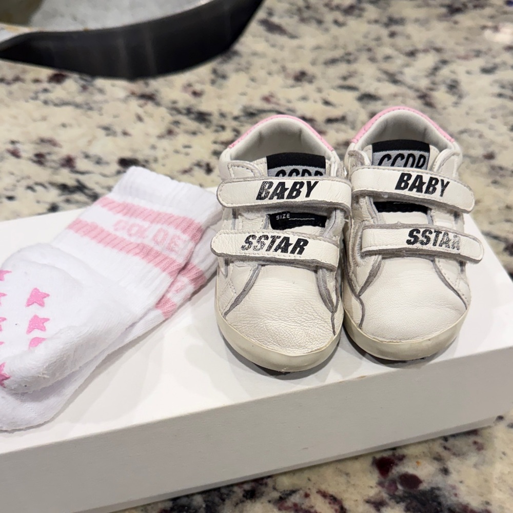 Golden Goose White and Pink Baby Shoes